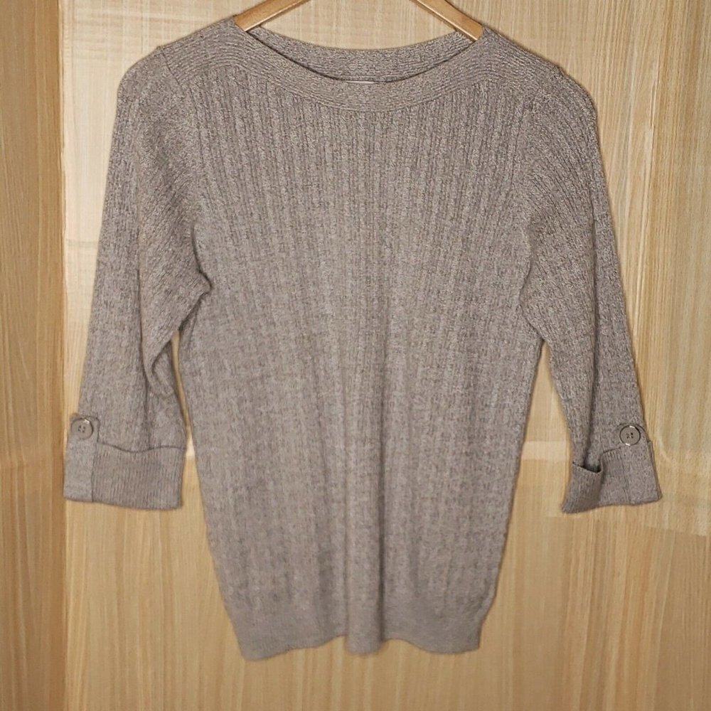 Rebecca Malone Grey Cable Knit Sweater Large